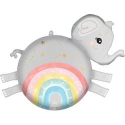 BALLON METALLIQUE ELEPHANT ARC EN  CIEL MULTICOLORE PASTEL BABY 43 CM