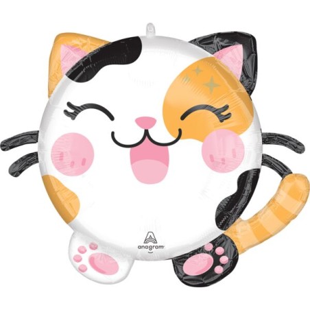 BALLON METALLIQUE KAWAII KITTY CHAT 50 X 48 CM 