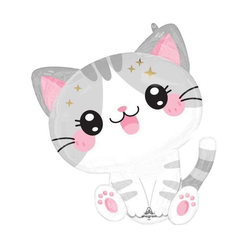 BALLON METALLIQUE KAWAII KITTY PETIT CHAT GRIS 50 X 60 CM BALLON METALLIQUE KAWAII KITTY PETIT CHAT GRIS 50 X 60 CM
