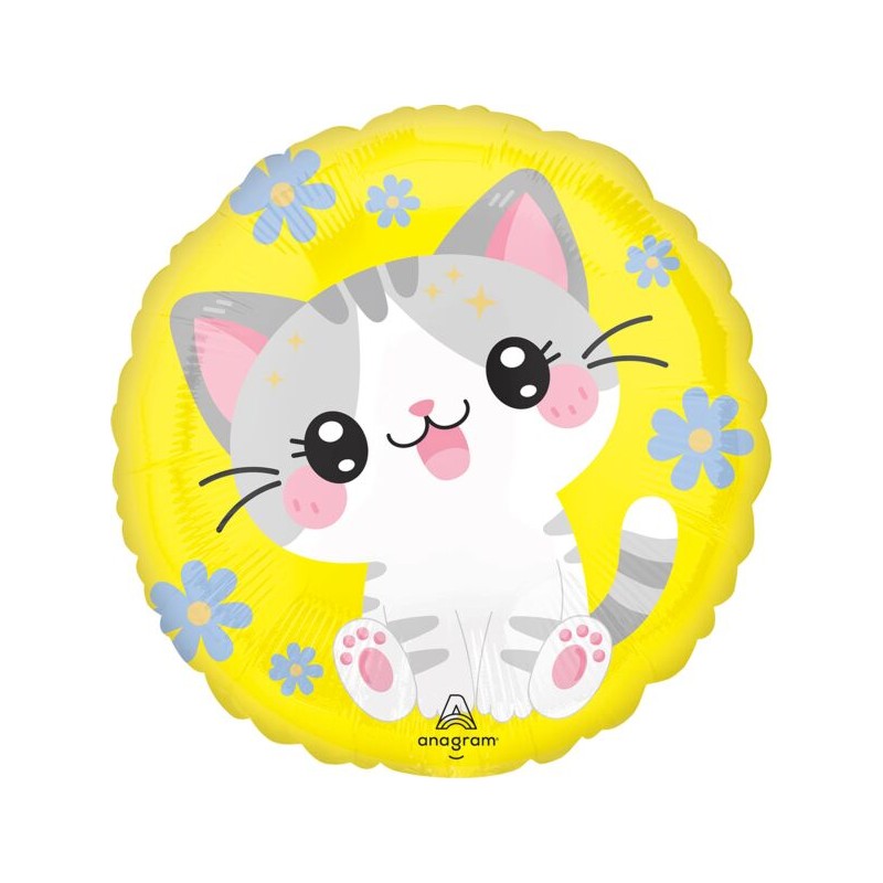 BALLON METALLIQUE ROND KAWAII KITTY PETIT CHAT GRIS 43 CM BALLON METALLIQUE ROND KAWAII KITTY PETIT CHAT GRIS 43 CM