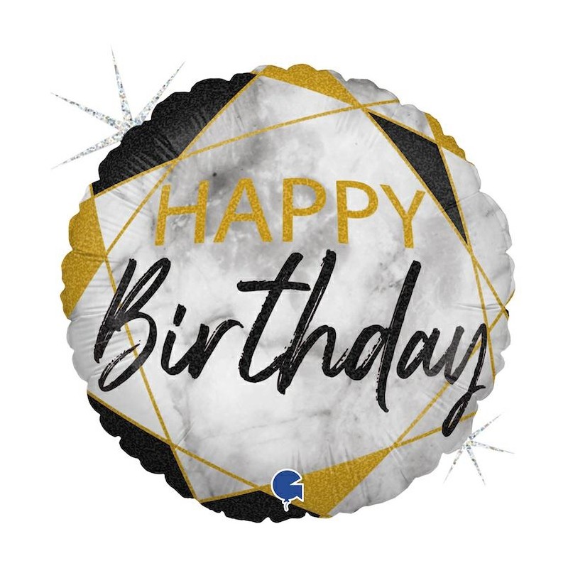 BALLON METALLIQUE ROND MARBLE NOIR HAPPY BIRTHDAY 46 CM BALLON METALLIQUE ROND MARBLE NOIR HAPPY BIRTHDAY 46 CM
