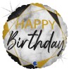 BALLON METALLIQUE ROND MARBLE NOIR HAPPY BIRTHDAY 46 CM 
