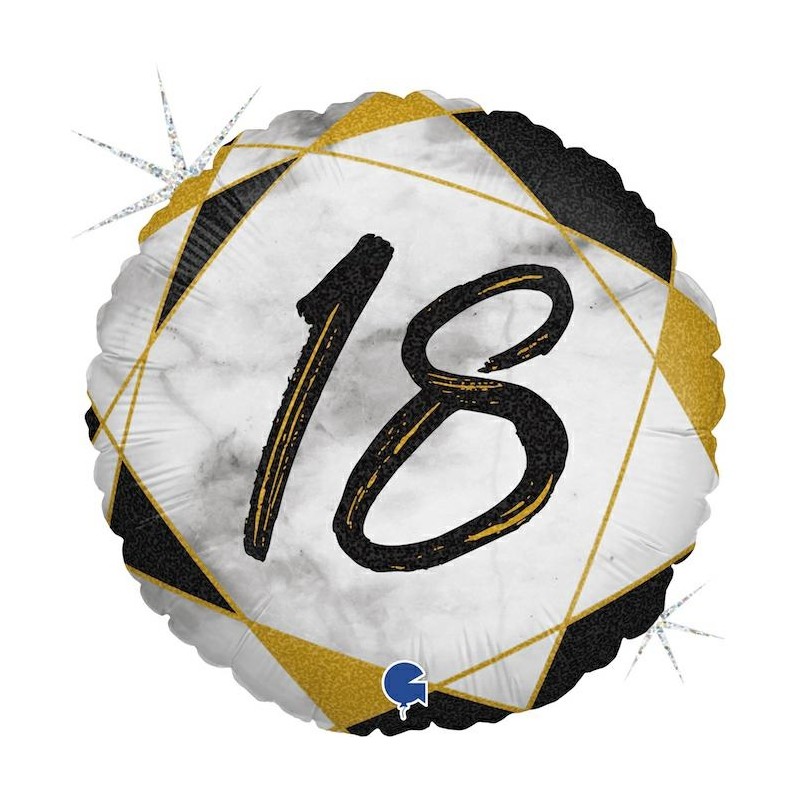 BALLON METALLIQUE ROND MARBLE MATE NOIR 18 ANS 46 CM BALLON METALLIQUE ROND MARBLE MATE NOIR 18 ANS 46 CM