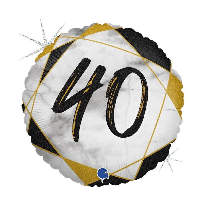 BALLON METALLIQUE ROND MARBLE MATE NOIR 40 ANS 46 CM BALLON METALLIQUE ROND MARBLE MATE NOIR 40 ANS 46 CM