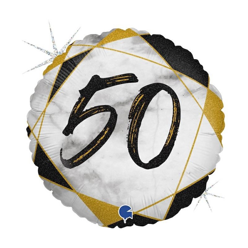 BALLON METALLIQUE ROND MARBLE MATE NOIR 50 ANS 46 CM BALLON METALLIQUE ROND MARBLE MATE NOIR 50 ANS 46 CM