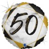 BALLON METALLIQUE ROND MARBLE MATE NOIR 50 ANS 46 CM 