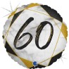 BALLON METALLIQUE ROND MARBLE MATE NOIR 60 ANS 46 CM 