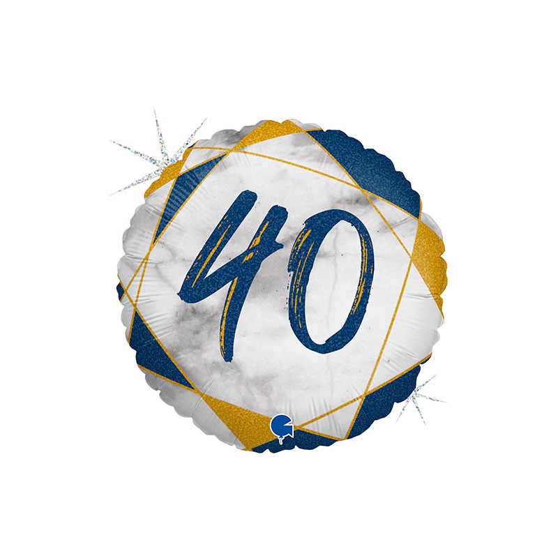 BALLON METALLIQUE ROND MARBLE MATE BLEU 40 ANS 46 CM BALLON METALLIQUE ROND MARBLE MATE BLEU 40 ANS 46 CM