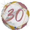 BALLON METALLIQUE ROND MARBLE MATE ROSE 30 ANS 46 CM 
