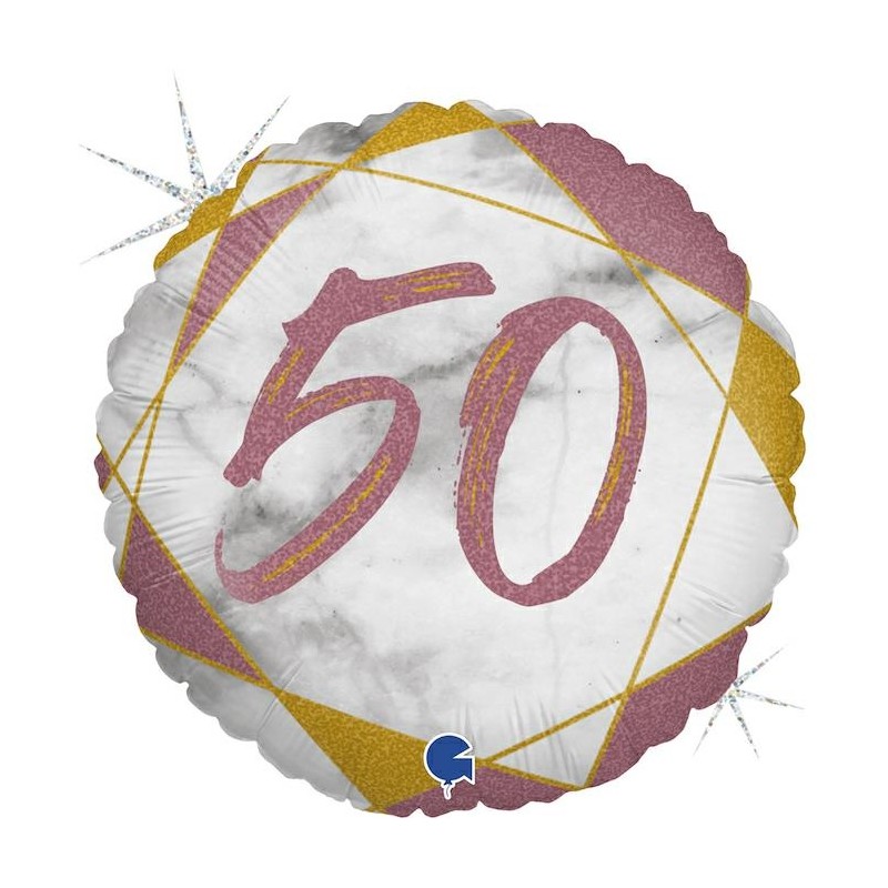 BALLON METALLIQUE ROND MARBLE MATE ROSE 50 ANS 46 CM BALLON METALLIQUE ROND MARBLE MATE ROSE 50 ANS 46 CM