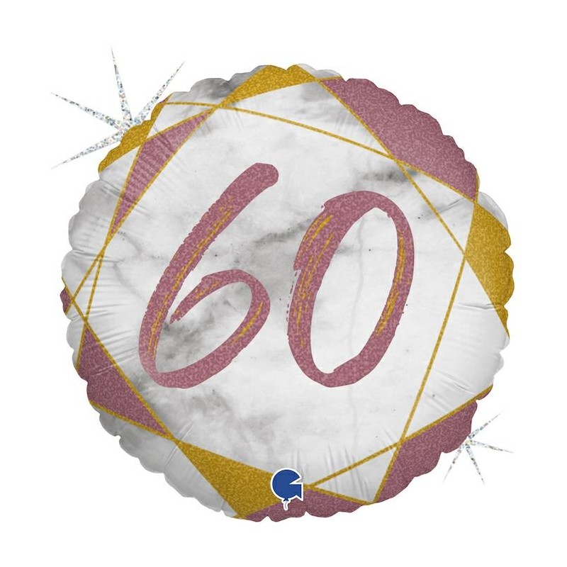 BALLON METALLIQUE ROND MARBLE MATE ROSE 60 ANS 46 CM BALLON METALLIQUE ROND MARBLE MATE ROSE 60 ANS 46 CM