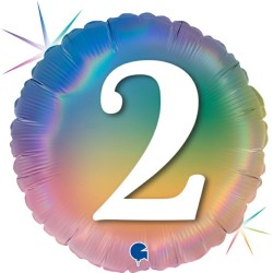 BALLON METALLIQUE ROND 2 ANS MULTICOULEUR RAINBOW 46 CM