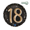 BALLON METALLIQUE ROND NOIR CHIFFRE OR 18 ANS 46 CM 