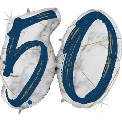 BALLON METALLIQUE MARBLE MATE BLEU CHIFFRE 50 104 CM 