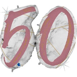 BALLON METALLIQUE MARBLE MATE ROSE CHIFFRE 50 104 CM 