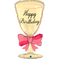 BALLON METALLIQUE COUPE DE CHAMPAGNE HAPPY BIRTHDAY 91 CM