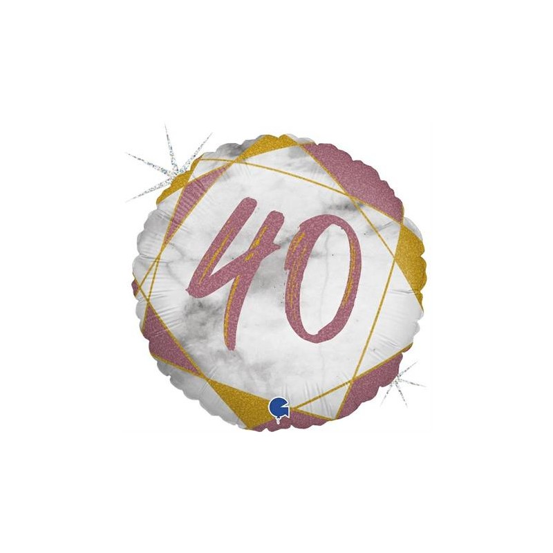 BALLON METALLIQUE ROND MARBLE MATE ROSE 40 ANS 46 CM BALLON METALLIQUE ROND MARBLE MATE ROSE 40 ANS 46 CM