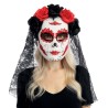 MASQUE DAY OF THE DEAD JOUR DES MORTS VOILE + FLEURS ROUGES ET NOIRES