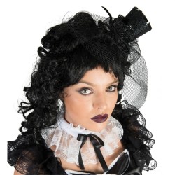 MINI CHAPEAU AVEC VOILE NOIR SUR SERRE TETE