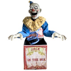 DECORATION HALLOWEEN CLOWN JACK in the box SORTI DE SA BOITE 180 CM ANIMATRONIC