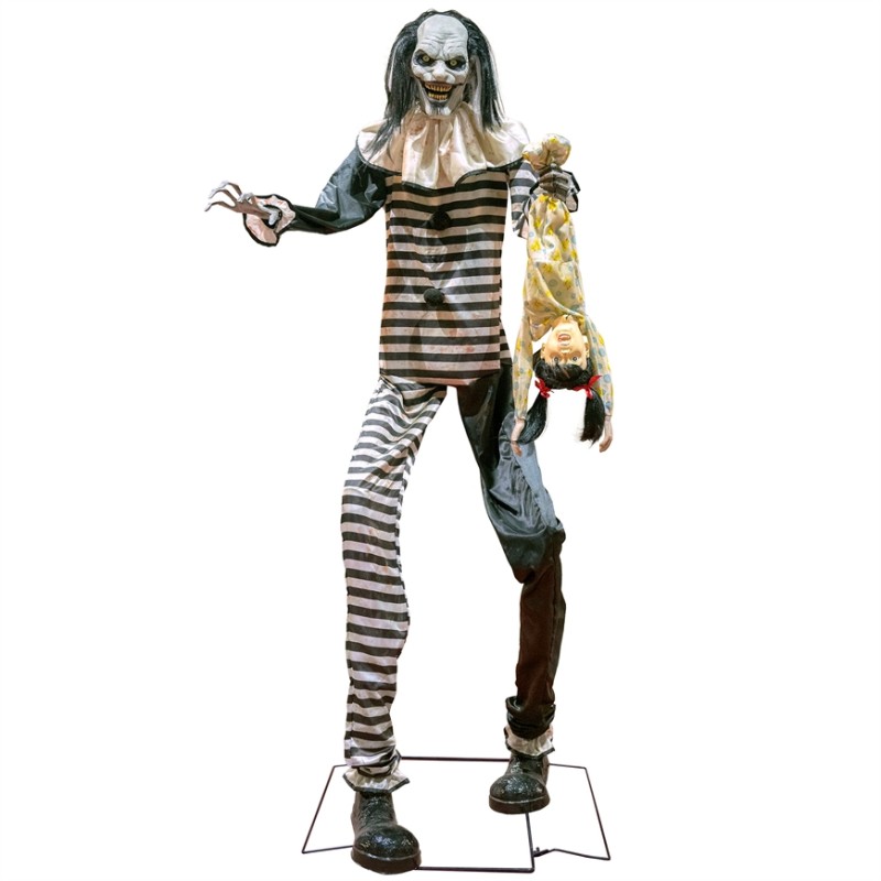 DECORATION HALLOWEEN CLOWN EFFRAYANT AVEC FILLETTE  240 CM  ANIMATRONIC DECORATION HALLOWEEN CLOWN EFFRAYANT AVEC FILLETTE  240 CM  ANIMATRONIC