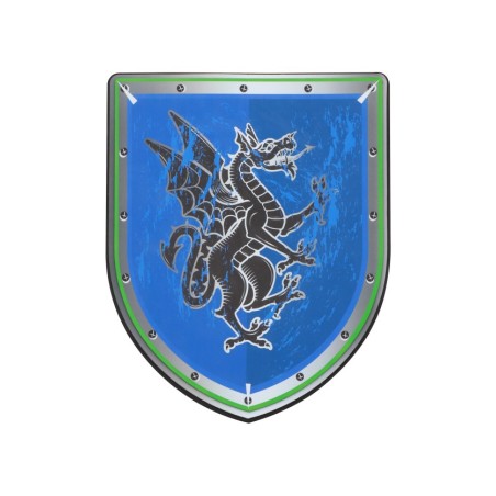 BOUCLIER CHEVALIER DRAGON BLEU EN MOUSSE 