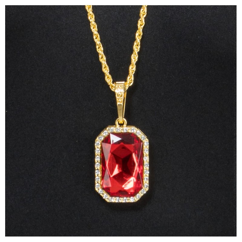 COLLIER RUBIS DE VAMPIRE PENDENTIF 3CM X 4CM / CHAINE 72CM