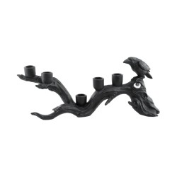 CHANDELIER RESINE BRANCHE D'ARBRE ET CORBEAU NOIR 42CM X 10CM X 18CM