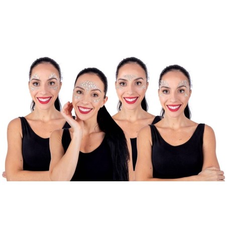 STRASS DE VISAGE AUTOCOLLANT 4 MODELES ALEATOIRES PHOSPHORESCENT