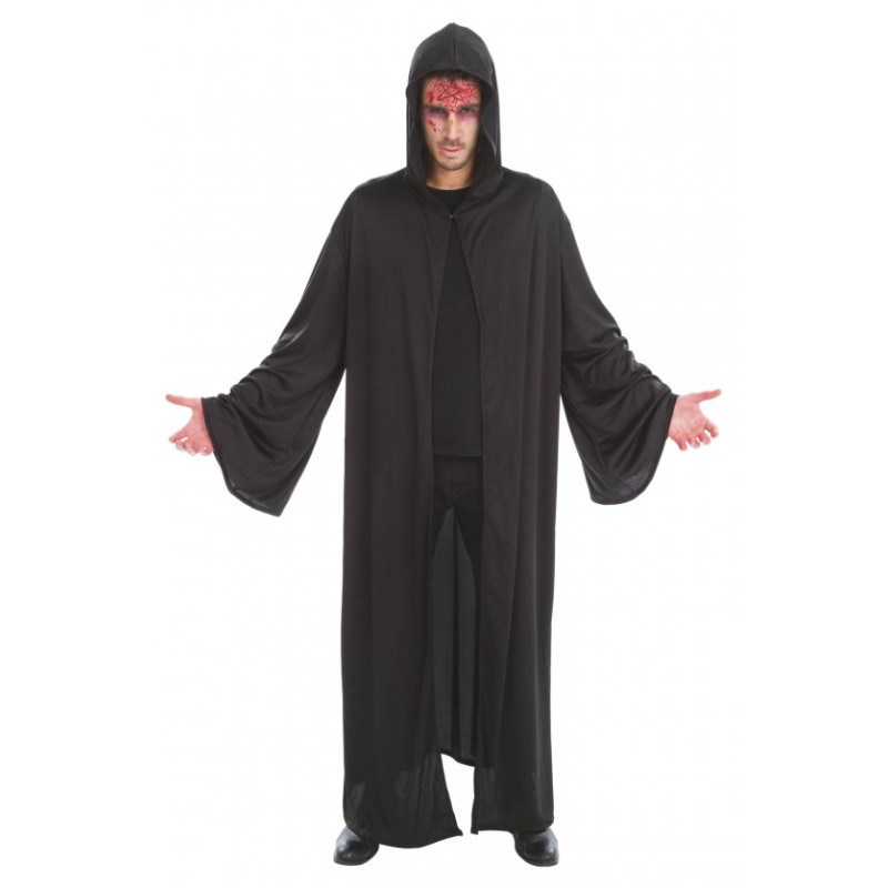 CAPE NOIRE A CAPUCHE PRETRE SATANIQUE 180 CM CAPE NOIRE A CAPUCHE PRETRE SATANIQUE 180 CM
