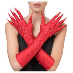  GANTS DIABLESSE DIAMONDS ROUGE 44.5CM X 9.5CM