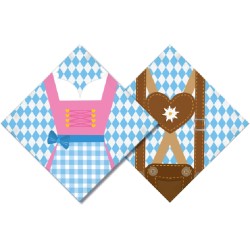 20 SERVIETTES EN PAPIER OKTOBERFEST IMPRIME BLEU ET BLANC 33 X 33 CM