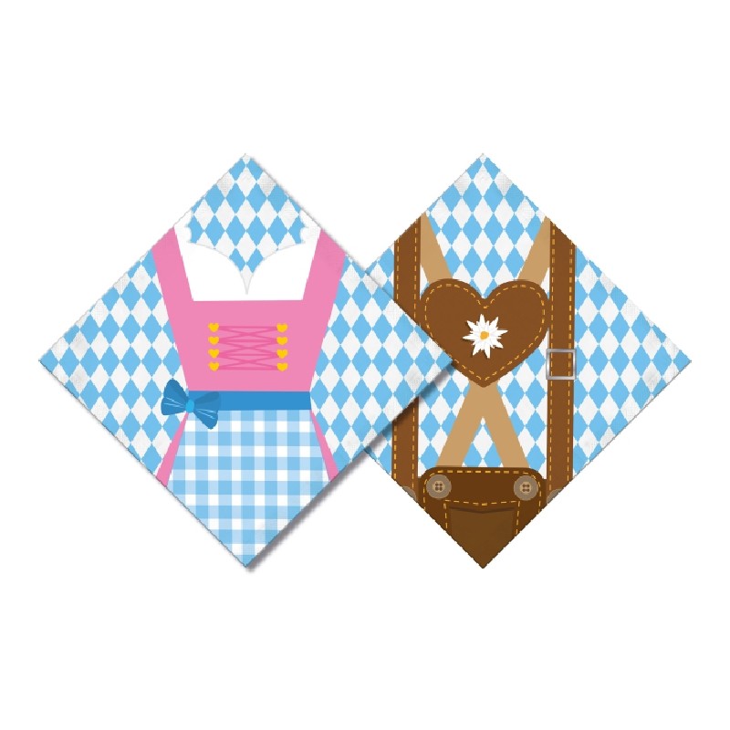 20 SERVIETTES EN PAPIER OKTOBERFEST IMPRIME BLEU ET BLANC 33 X 33 CM