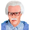 ENSEMBLE PERRUQUE CHEVEUX BLANCS MOUSTACHE ET LUNETTES GRAND PERE