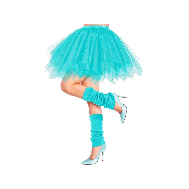 GUETRES JAMBIERES BLEU TURQUOISE FLUO ANNEES 80 GUETRES JAMBIERES BLEU TURQUOISE FLUO ANNEES 80