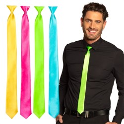 CRAVATE FLUO SHINY JAUNE ROSE VERTE OU BLEU