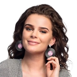 BOUCLE D'OREILLES DISQUE VINYL ANNEES 50 A 80 DISCO
