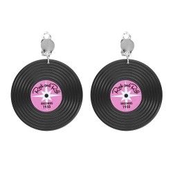 BOUCLE D'OREILLES DISQUE VINYL ANNEES 50 A 80 DISCO