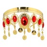 BIJOU DIADEME SERRE TETE DANSEUSE ORIENTALE ADULTE METAL OR PIERRES ROUGES