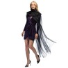 CAPE VOILE NOIR AVEC COL EN VELOUR ET DENTELLE CARMILLA