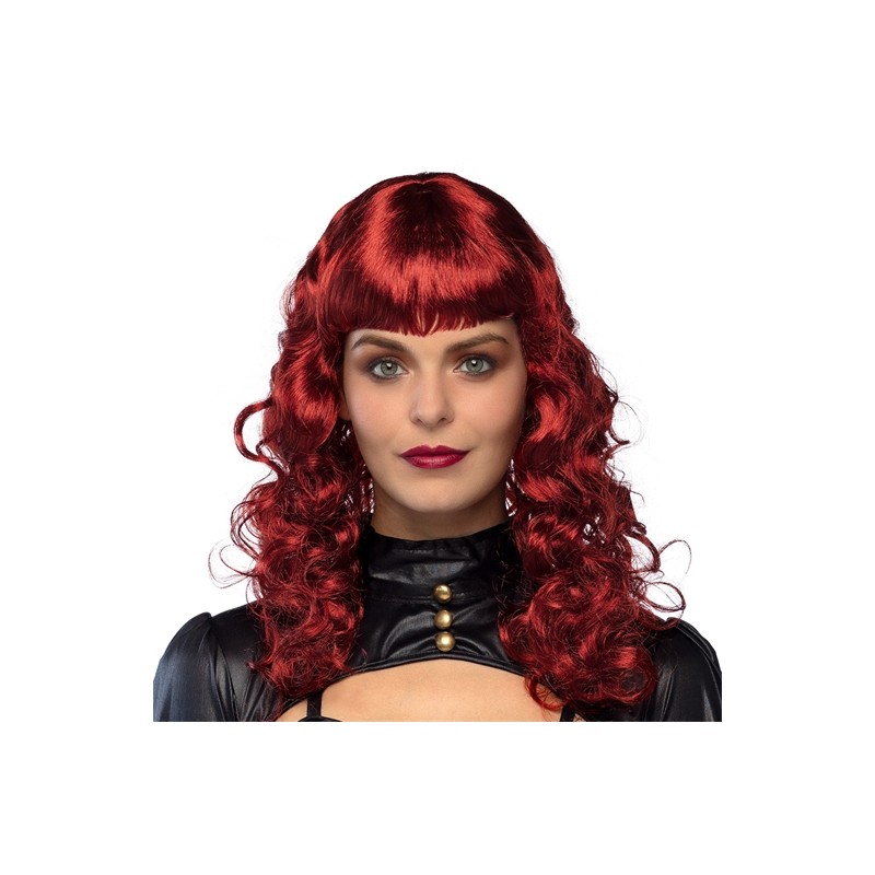 PERRUQUE CHEVEUX LONGS ONDULES ROUX AVEC FRANGE LADY STEAMPUNK PERRUQUE CHEVEUX LONGS ONDULES ROUX AVEC FRANGE LADY STEAMPUNK