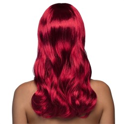 PERRUQUE CHEVEUX LONGS AVEC FRANGE CHIQUE ROUGE RUBIS