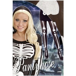 COLLANT NOIR IMPRESSION SQUELETTE BLANC ADULTE TAILLE STANDARD 40 DEN
