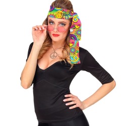 ENSEMBLE BANDEAU ET JAMBIERE ANNEES PEACE AND LOVE