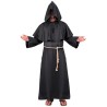 DEGUISEMENT MOINE NOIR TAILLE S-M ROBE A CAPUCHE CEINTURE
