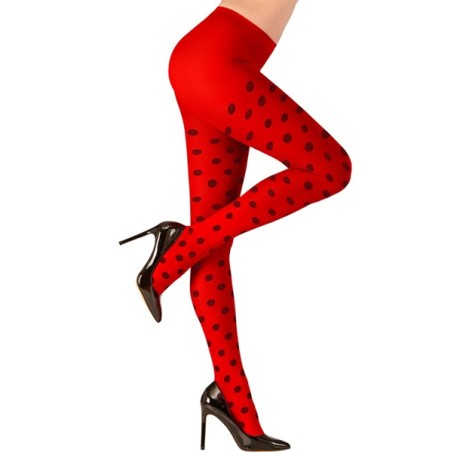 COLLANT COCCINELLE ROUGE A POIS NOIRS TAILLE XL ADULTE 70 DENIERS
