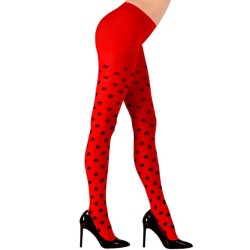 COLLANT COCCINELLE ROUGE A POIS NOIRS TAILLE XL ADULTE 70 DENIERS