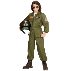 DEGUISEMENT PILOTE DE CHASSE COMBINAISON VERTETAILLE 158 CM 11-13 ANS