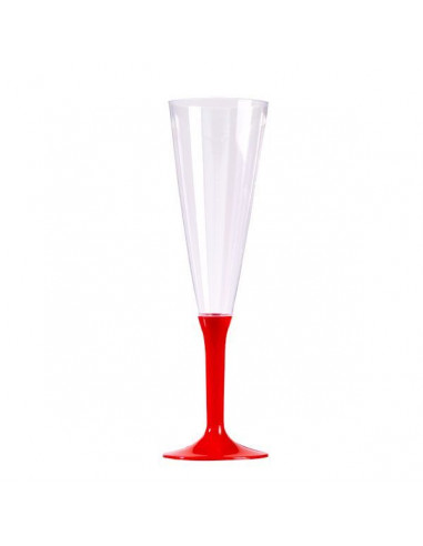 10 FLUTES A CHAMPAGNE PIED ROUGE