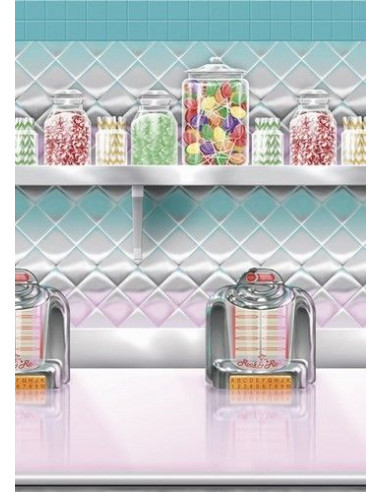 DECORATION FOND MURAL ANNEES 50 CANDY...